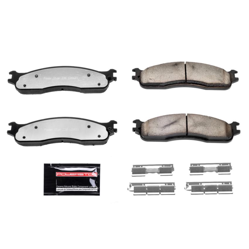 PowerStop Z36-965 PowerStop - Z36 Truck and SUV Carbon-Fiber Ceramic Brake Pads with Hardware Kit