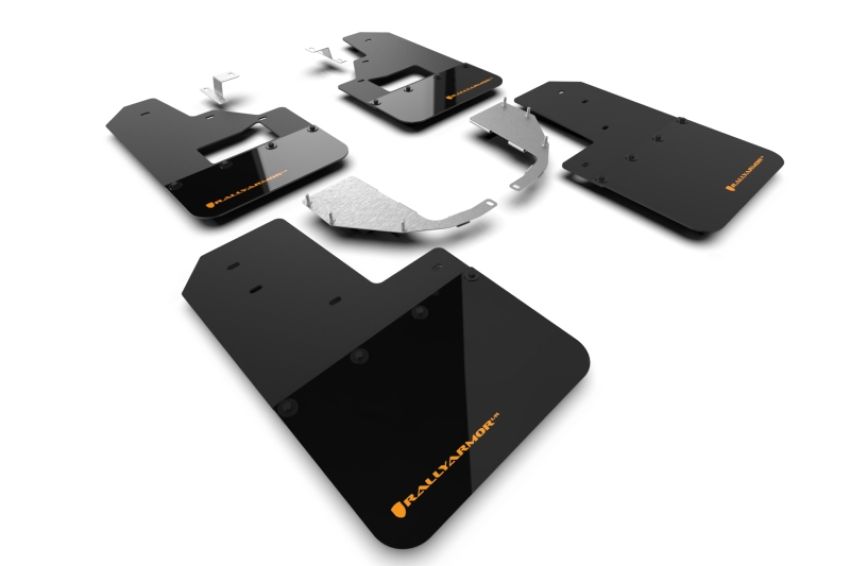 Rally Armor MF85-RB-ST-COR Black Mud Flap/Cy Orange Logo