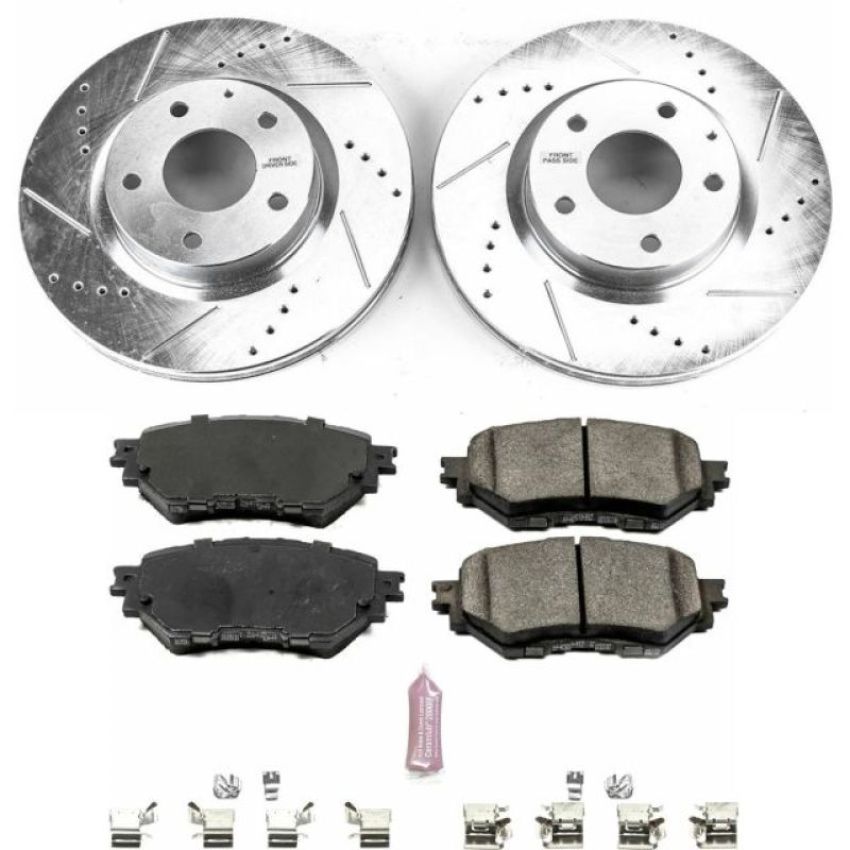 PowerStop K7517 Z23 Daily Driver Carbon-Fiber Ceramic Brake Pad and Drilled & Slotted Rotor Kit
