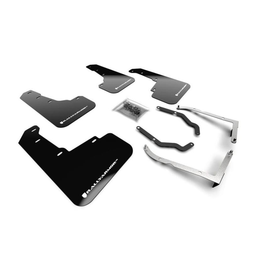 Rally Armor MF46-LTUR-BLK/WH Black Mud Flap/White Logo