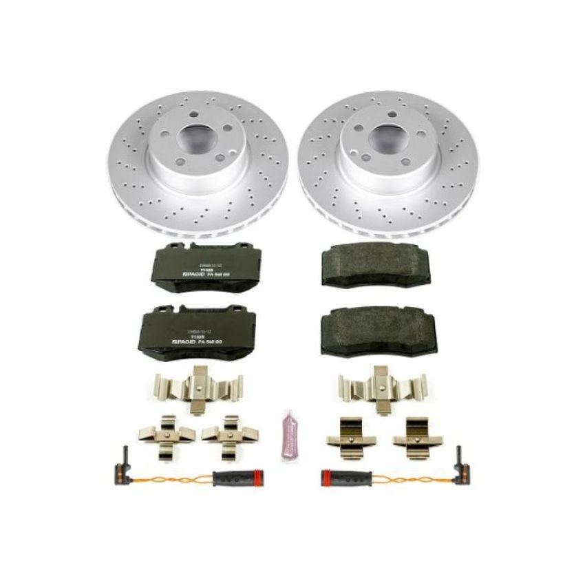 PowerStop ESK2932 Genuine Geomet Coated Rotors, ECE-R90 Brake Pads + Hardware Kit