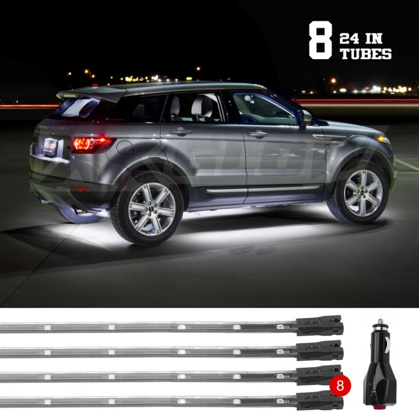 XKGLOW XK041002-W XK Glow Tube Single Color Underglow LED Accent Light Car/Truck Kit White - 8x24In