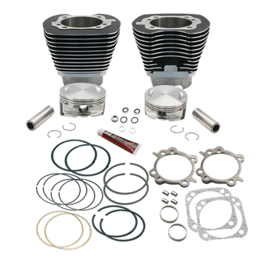 S&S Cycle 910-0222 99-06 w/ 89cc/91cc Heads 4 1/8in Bore Cyl & Piston Kit For 124in Hot Set Up Kit - Wblack