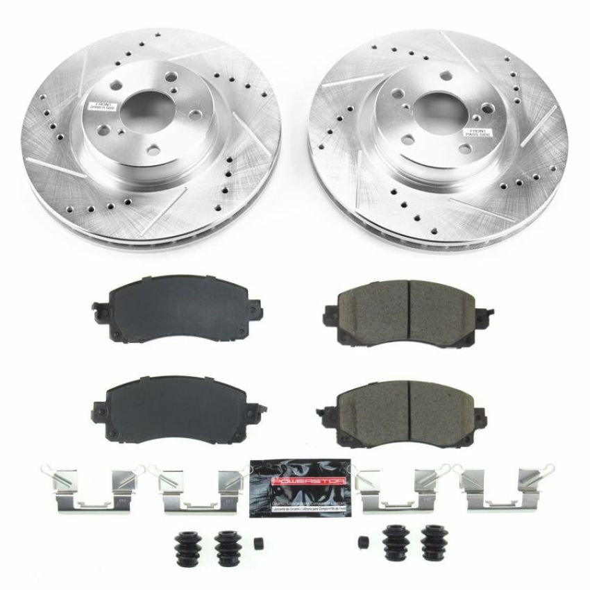 PowerStop K7891 Z23 Daily Driver Carbon-Fiber Ceramic Brake Pad and Drilled & Slotted Rotor Kit
