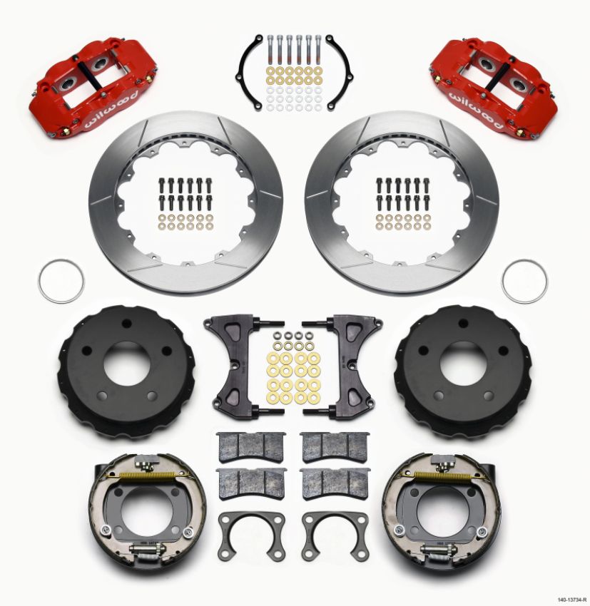 Wilwood 140-13734-R Narrow Superlite 4R Rear P-Brk Kit 12.88in Red Big Ford 2.00in Off Bronco 5 x 5.50