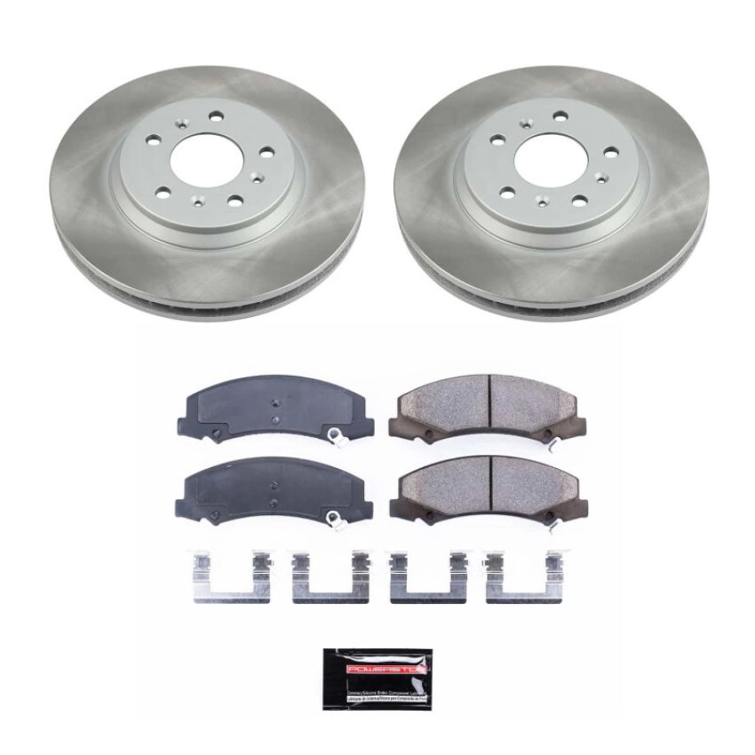 PowerStop SC1437 Semi-Coated Rotor and Low-Dust Ceramic Brake Pad Kit