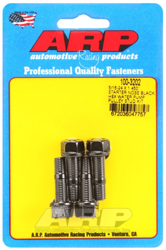 ARP 100-3202 5/16-24 X 1.450 Starter Nose Black Hex Water Pump Pulley Stud Kit