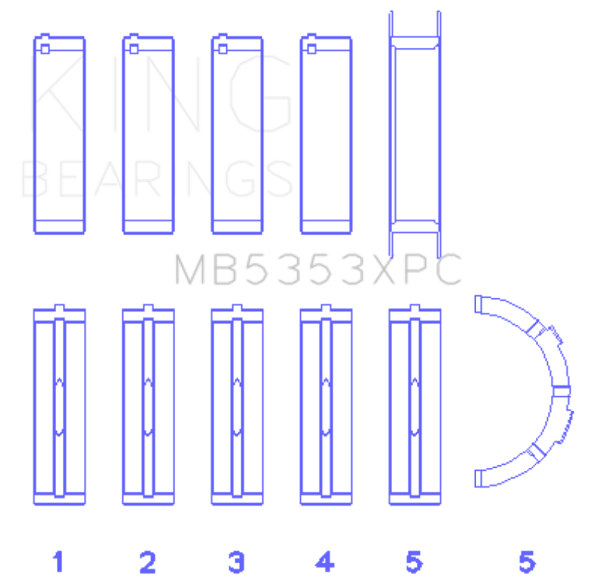King Ford 281 4.6L SOHC 16v  Performance Main Bearing Set - Coated