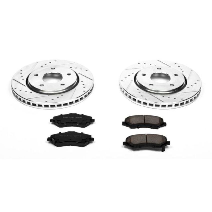 PowerStop K3118 Z23 Daily Driver Carbon-Fiber Ceramic Brake Pad and Drilled & Slotted Rotor Kit
