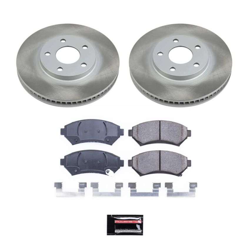 PowerStop SC1542 Semi-Coated Rotor and Low-Dust Ceramic Brake Pad Kit