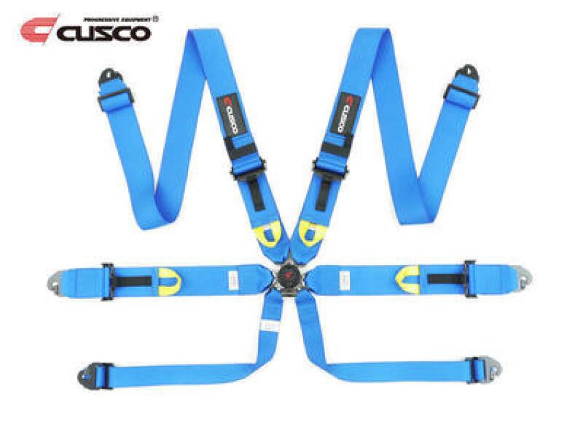 Cusco 00B CRH N6BL Universal 6 Point 3in Shoulder 3in Lap w/Eyebolts (7/16-20UNF Thread) FIA Racing Harness- Blue