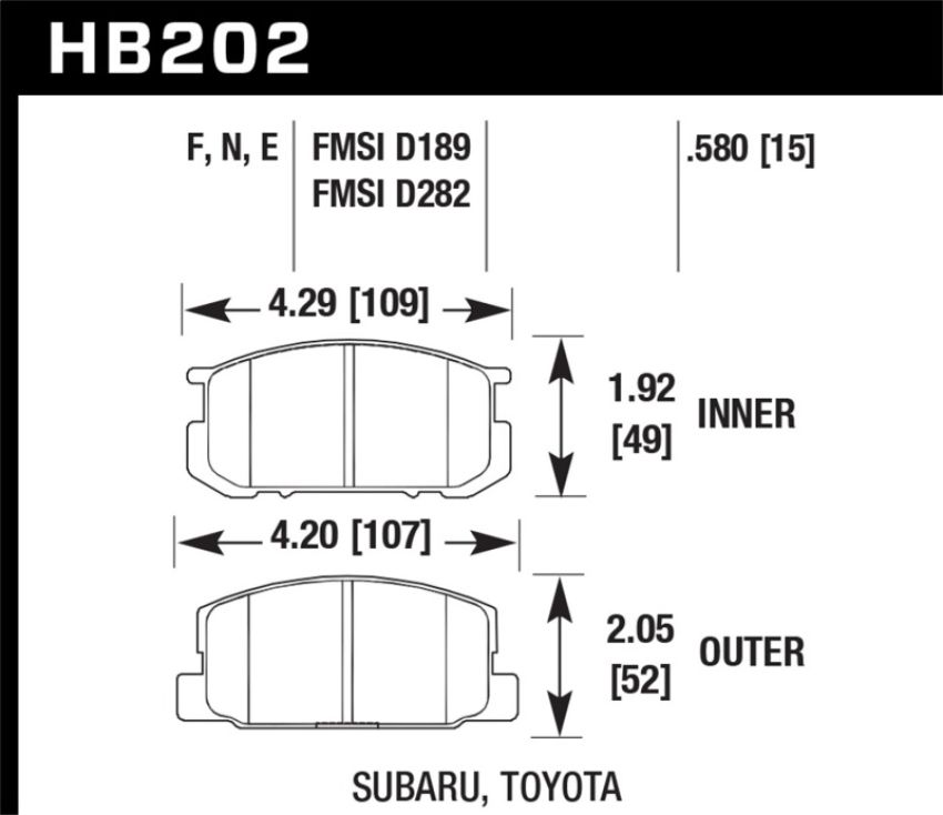 Hawk Performance HB202N.580 HP Plus Disc Brake Pad
