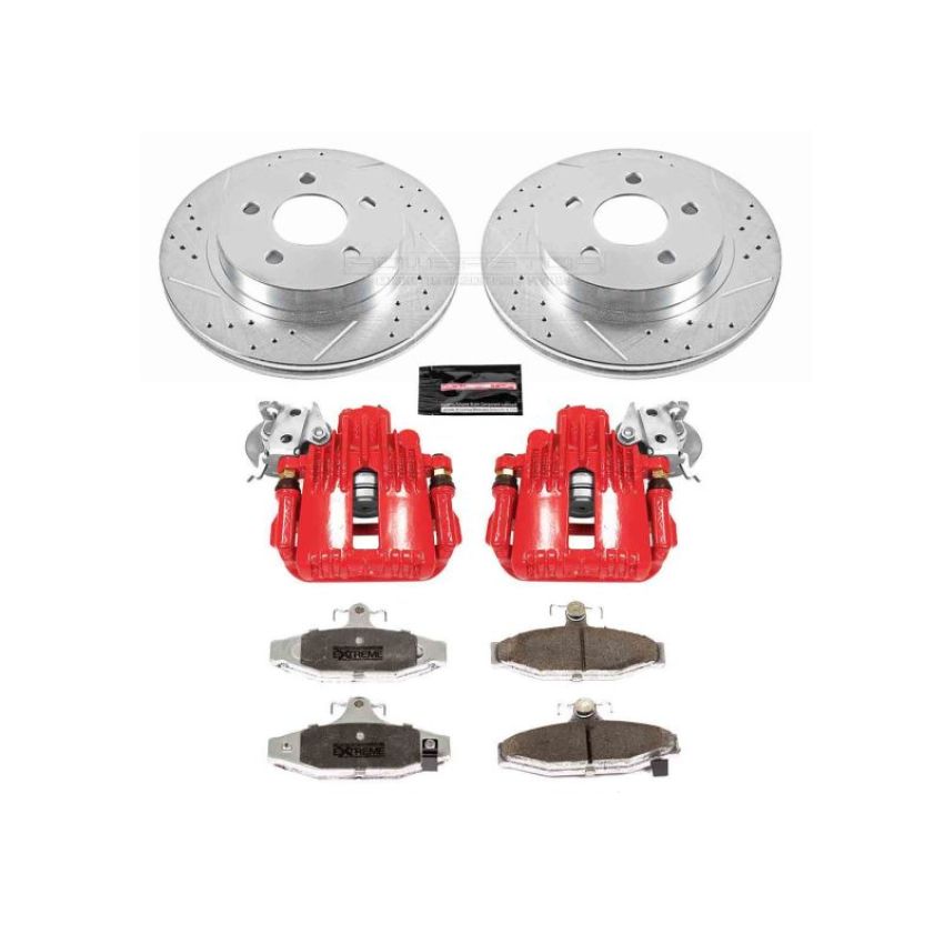 PowerStop KC1531-26 Z26 Street Performance Ceramic Brake Pad, Drilled Slotted Rotor, and Caliper Kit