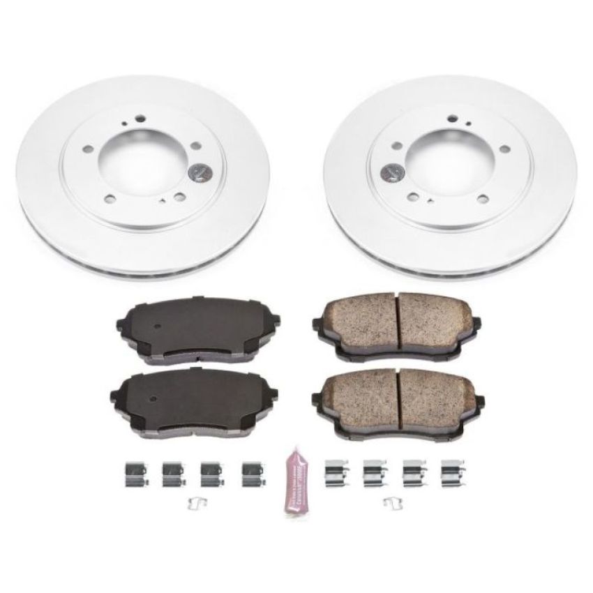 PowerStop CRK5437 Genuine Geomet Coated Rotor and Low-Dust Ceramic Brake Pad Kit