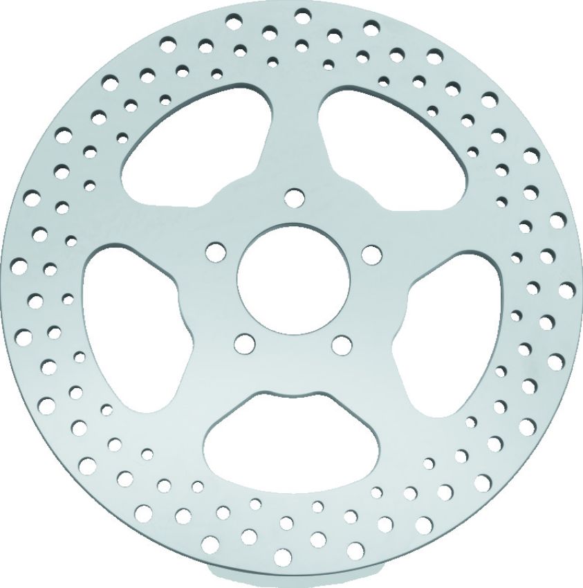 Bikers Choice 619974 00-17 Big Twin 11.5 In Polished Rear 5 Spoke Drilled Stnless Rotor Repl H-D 44156-00