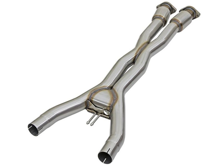aFe Power 48-34129-1YC Twisted Steel X-Pipe 3 IN 304 Stainless Steel w/ Cat