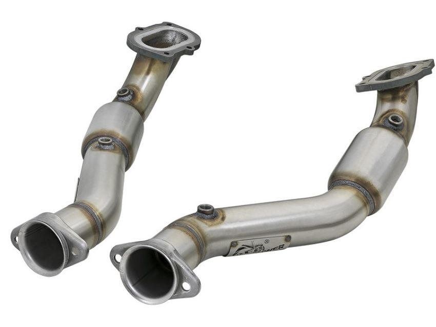 aFe Power 48-34130-1YC Twisted Steel Mid Pipe 3 IN 304 Stainless Steel w/ Cat