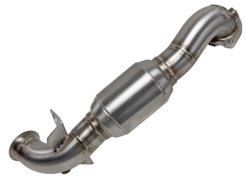 aFe Power 48-36318-1HC Twisted Steel Down Pipe 2-1/2 IN 304 Stainless Steel w/ Cat