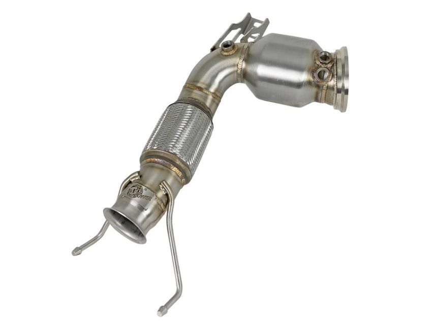 aFe Power 48-36322-HC Twisted Steel Down Pipe 3 to 2-3/4 IN 304 Stainless Steel w/ Cat