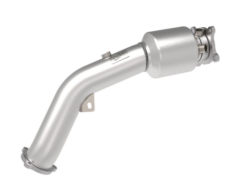 aFe Power 48-36410-YC Twisted Steel Down Pipe 3 IN 304 Stainless Steel w/ Cat