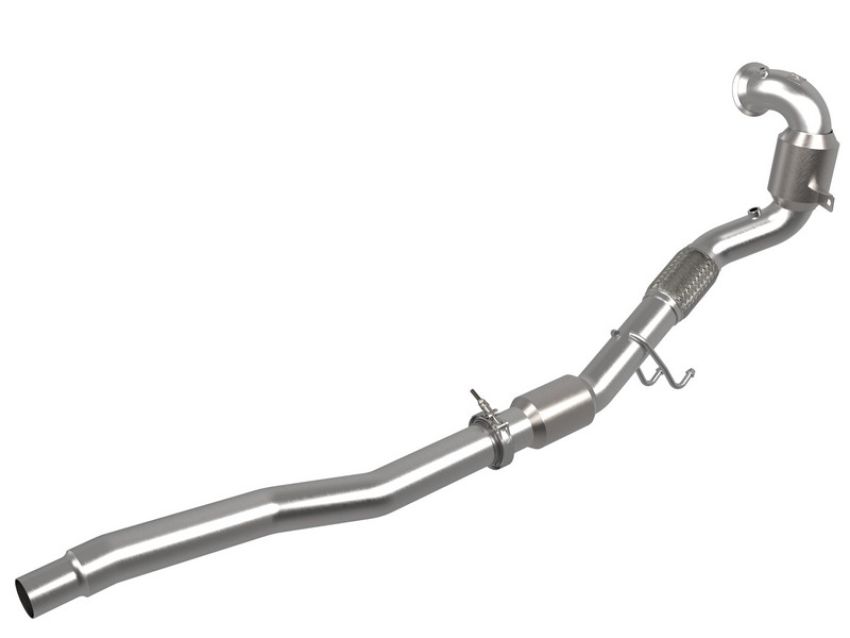 aFe Power 48-36411-1YC Twisted Steel Downpipe 3 IN 304 Stainless Steel w/ Cat