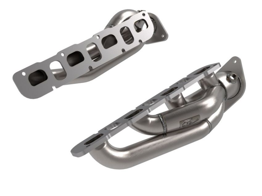 aFe Power 48-38031 Twisted Steel 1-7/8 IN to 2-3/4 IN 304 Stainless Header w/ Raw Finish