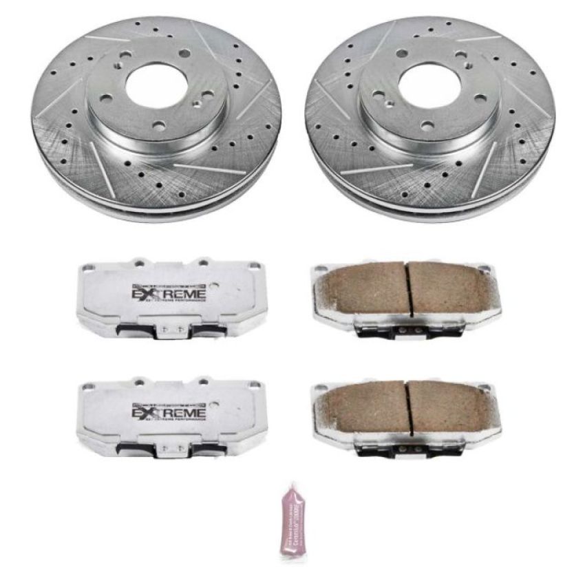 PowerStop K3100-26 Z26 Street Performance Ceramic Brake Pad and Drilled & Slotted Rotor Kit