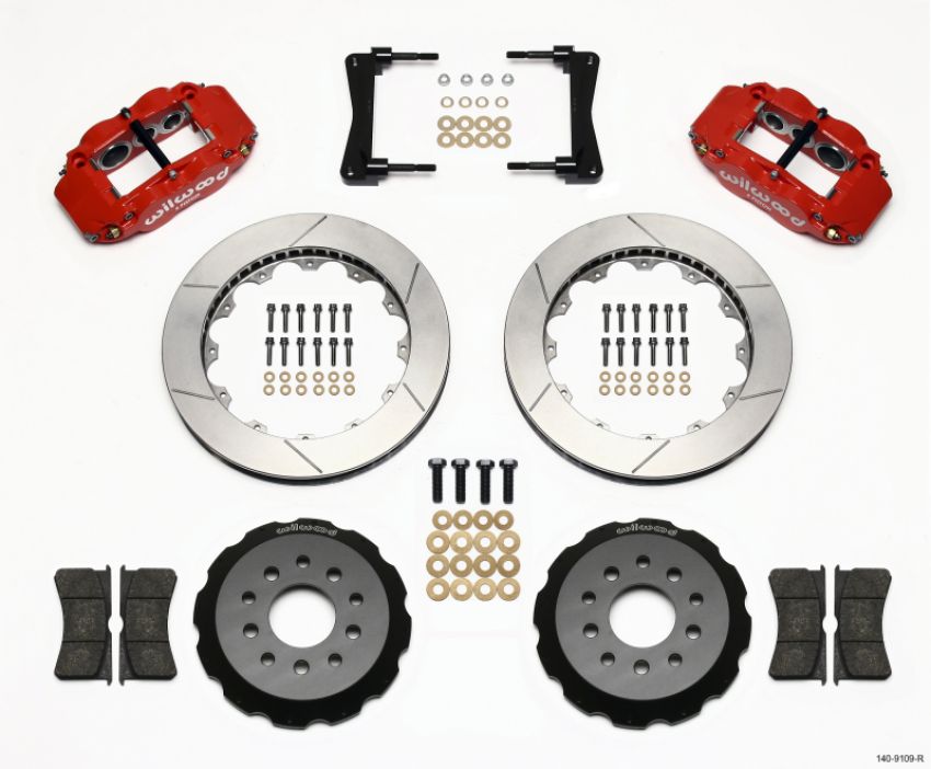 Wilwood 140-9109-R Narrow Superlite 6R Front Hat Kit 13.06in Red 2005-2014 Mustang