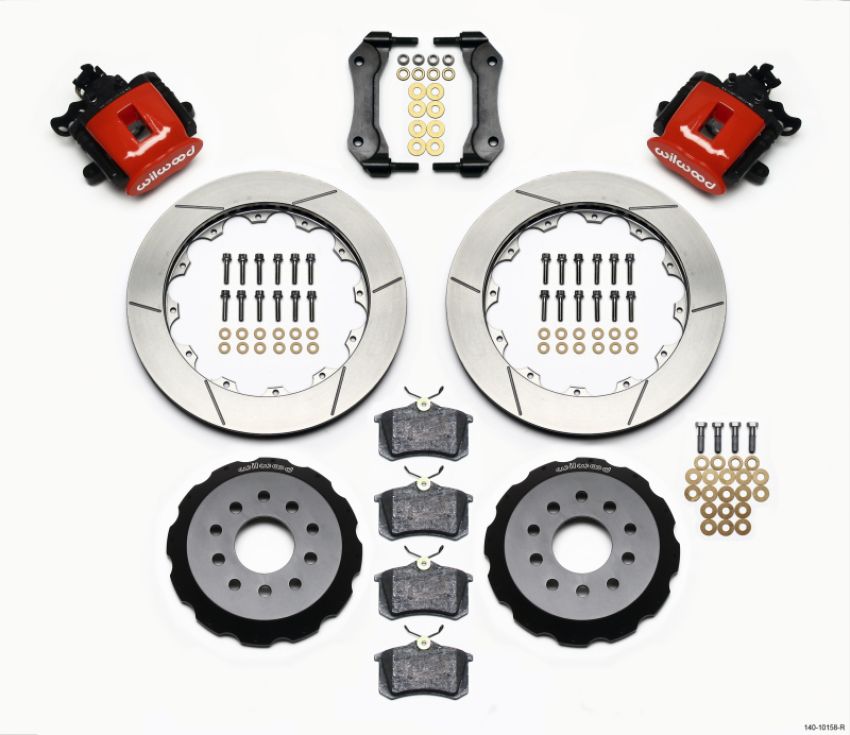 Wilwood 140-10158-R Combination Parking Brake Rear Kit 12.88in Red Mustang 94-04