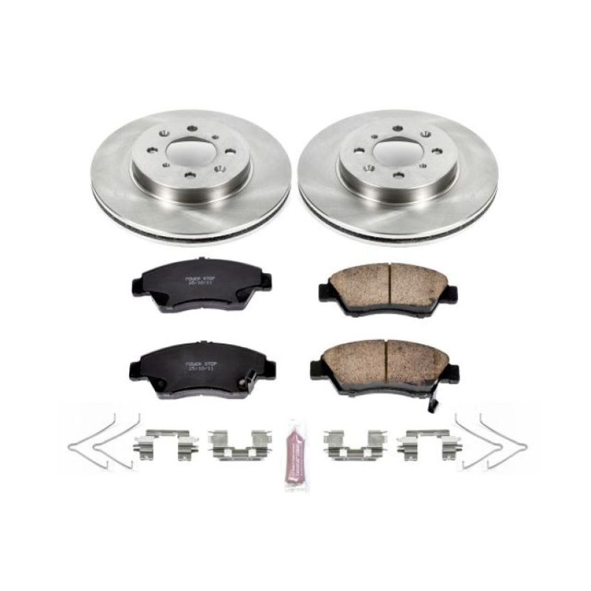 PowerStop KOE696 OE Stock Replacement Low-Dust Ceramic Brake Pad and Rotor Kit