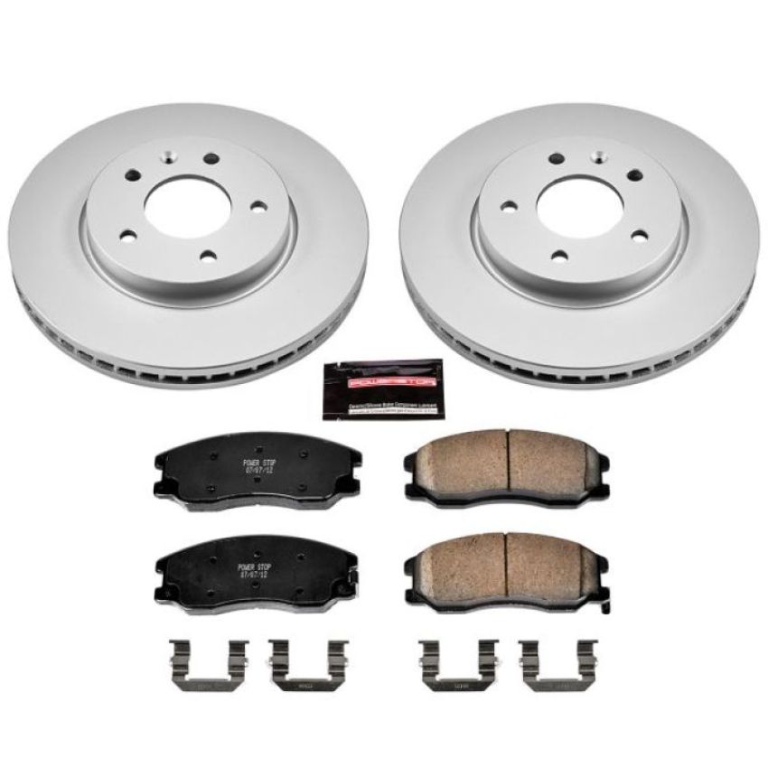 PowerStop CRK2090 Genuine Geomet Coated Rotor and Low-Dust Ceramic Brake Pad Kit