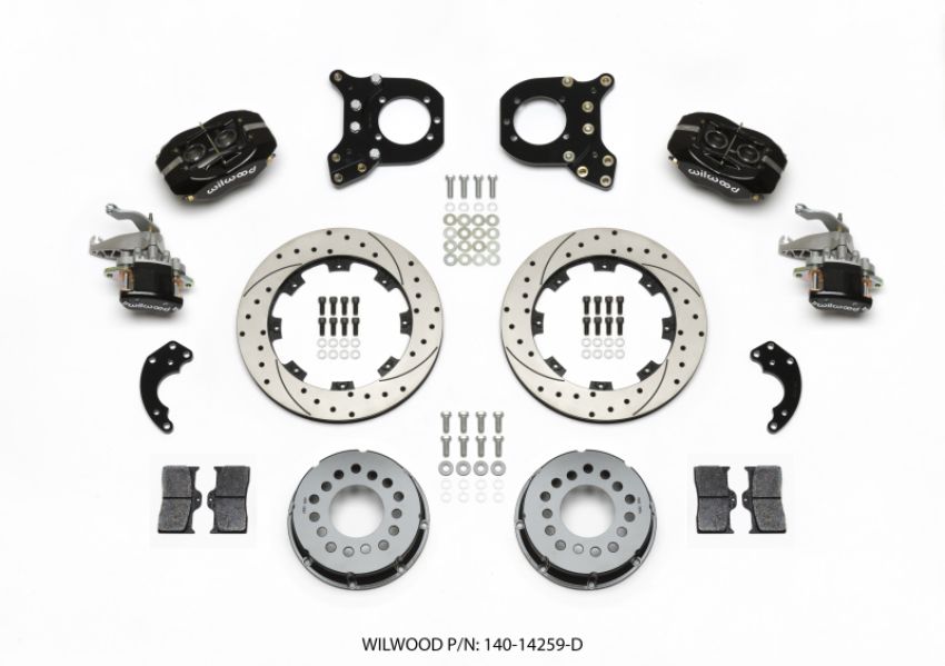 Wilwood 140-14259-D Forged Dynalite P/S Rear Kit w/MC4 P-Brake Drilled Chev 12 Bolt w/Clip Elimin-Staggered