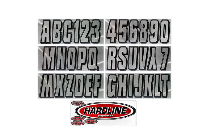 Hardline CHBLK320 Boat Lettering Registration Kit 3 in. - 320 Chrome/Black