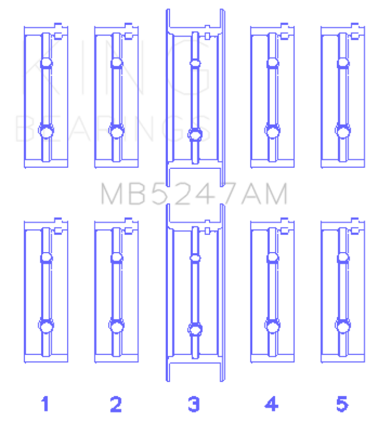 King Engine Bearings MB5247AM0.5 Opel 1.7D (Size +0.50mm) Main Bearing Set