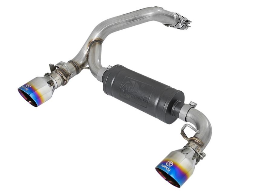 aFe Power 49-33104-L Takeda 3 IN 304 Stainless Steel Axle-Back Exhaust System w/ Blue Flame Tip