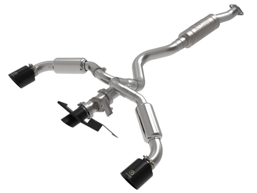 aFe Power 49-36067-B Gemini XV 3 IN to 2-1/2 IN 304 Stainless Steel Cat-Back Exhaust w/ Cut-Out Black