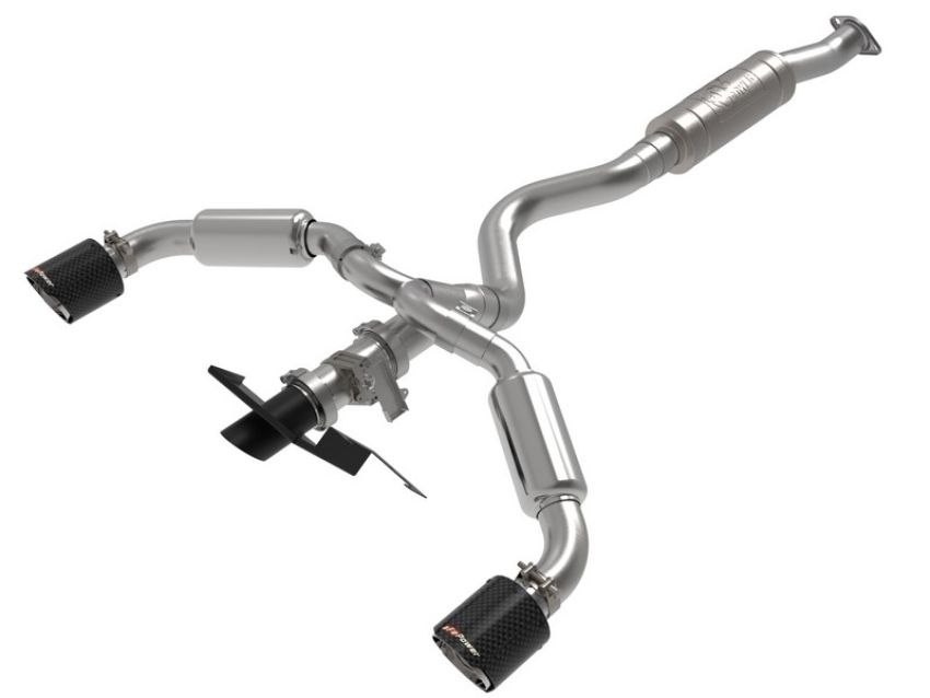aFe Power 49-36067-C Gemini XV 3 to 2-1/2 IN 304 Stainless Steel Cat-Back Exhaust w/ Cut-Out Carbon