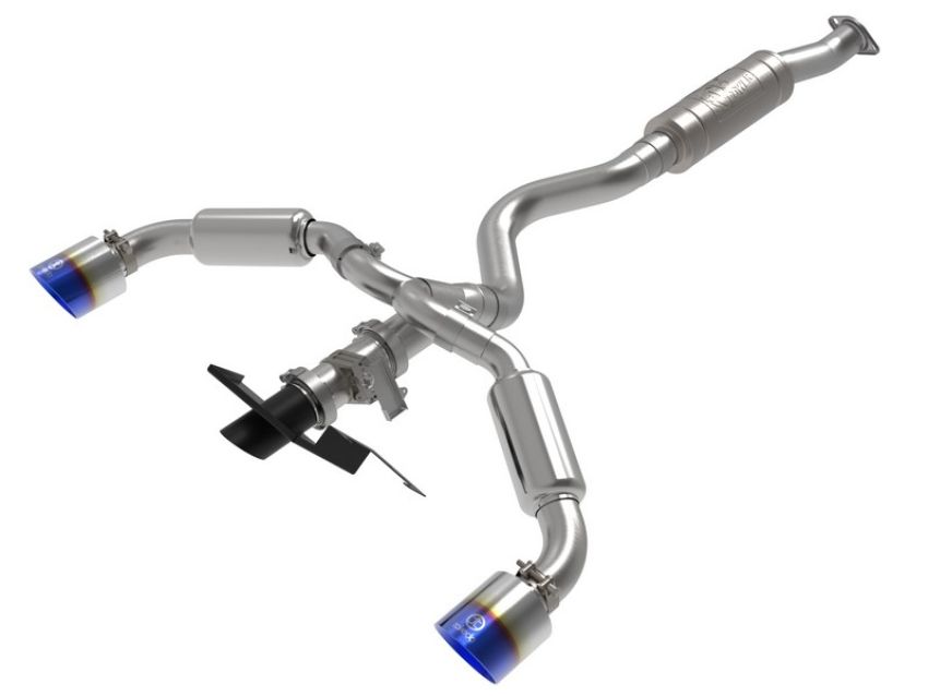 aFe Power 49-36067-L Gemini XV 3 IN to 2-1/2 IN 304 Stainless Steel Cat-Back Exhaust w/ Cut-Out Blue
