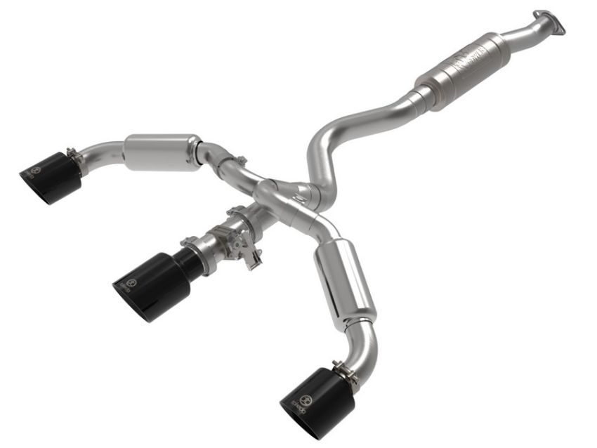 aFe Power 49-36070-B Gemini XV 3 IN to 2-1/2 IN 304 Stainless Steel Cat-Back Exhaust w/ Cut-Out Black