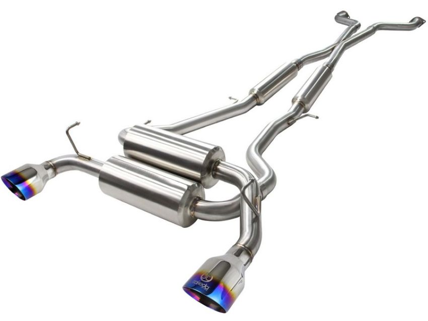 aFe Power 49-36103-L Takeda 2-1/2 IN 304 Stainless Steel Cat-Back Exhaust System w/ Blue Flame Tips
