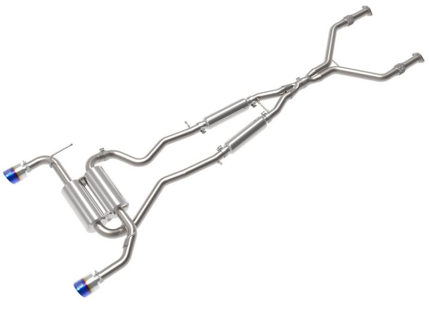 aFe Power 49-36136-L Takeda 2-1/2 IN 304 Stainless Steel Cat-Back Exhaust System w/ Blue Flame Tips