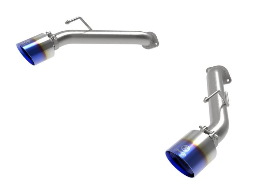 aFe Power 49-36137-L Takeda 2-1/2 IN 304 Stainless Steel Axle-Back Exhaust System w/ Blue Flame Tips