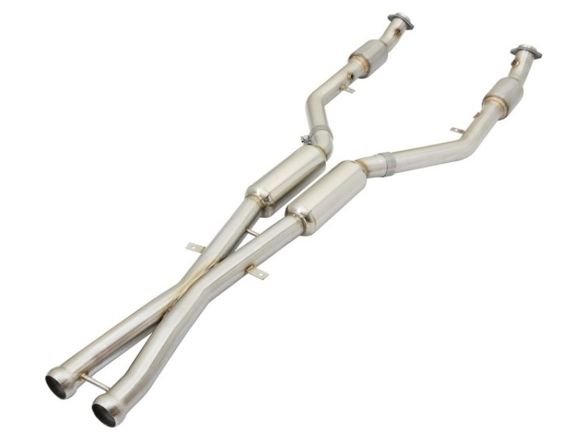 aFe Power 49-36321-1 MACH Force-Xp X-Pipe 2-1/2 IN 304 Stainless Steel w/ Cat & Resonator