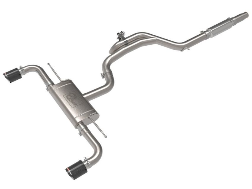 aFe Power 49-36451-C Gemini XV 3 IN to 2-1/2 304 Stainless Steel Cat-Back Exhaust w/ Cut-Out Carbon