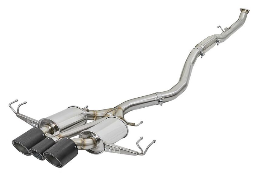 aFe Power 49-36616-C Takeda 3 IN 304 Stainless Steel Cat-Back Exhaust System w/ Carbon Fiber Tips