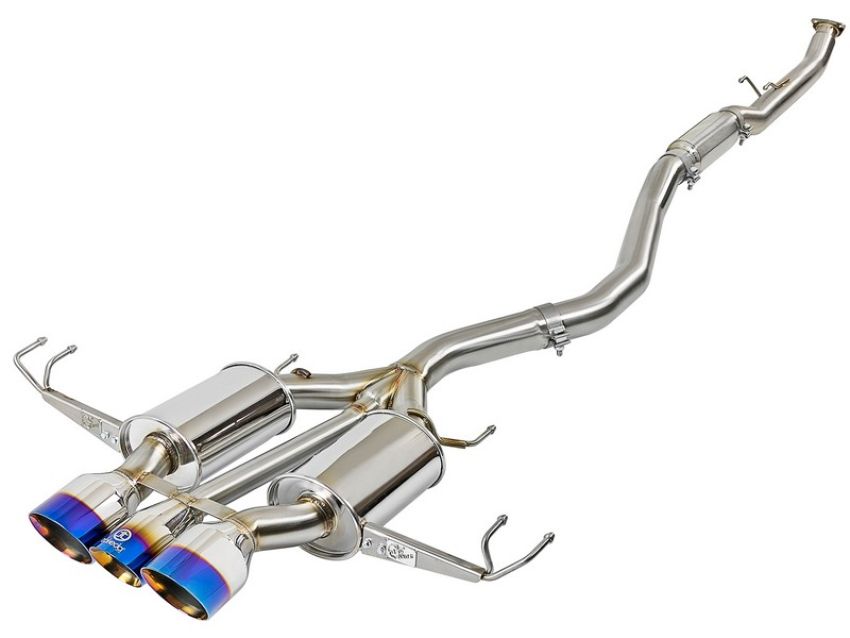 aFe Power 49-36616-L Takeda 3 IN 304 Stainless Steel Cat-Back Exhaust System w/ Blue Flame Tip