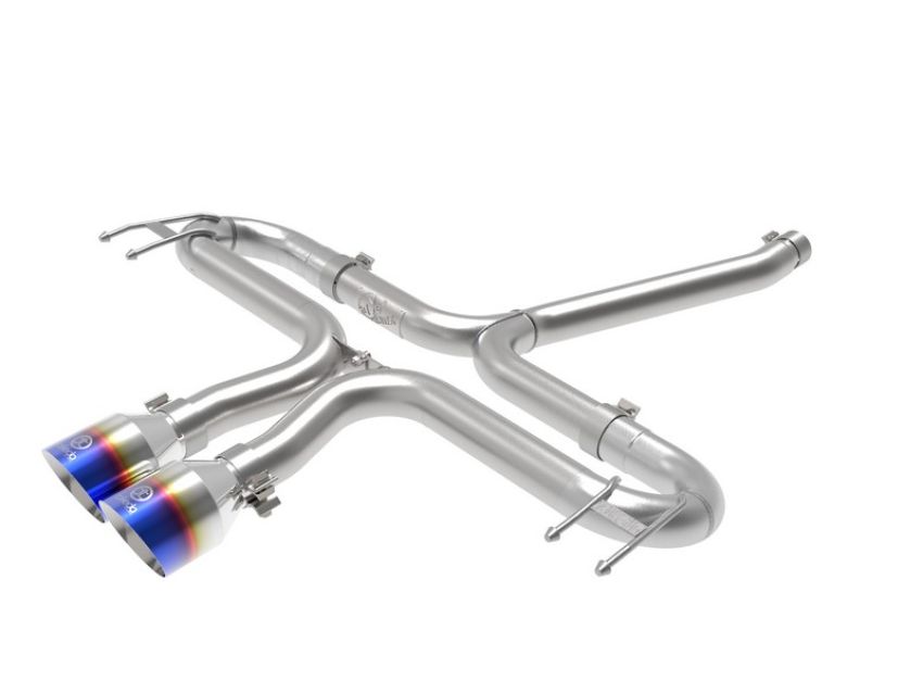 aFe Power 49-36625-L Takeda 2-1/2 IN 304 Stainless Steel Axle-Back Exhaust System w/ Blue Flame Tip