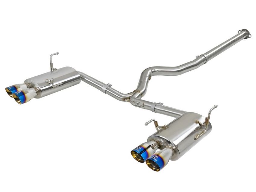 aFe Power 49-36801-L Takeda 3 IN to 2-1/4 IN 304 Stainless Steel Cat-Back Exhaust w/ Blue Flame Tip