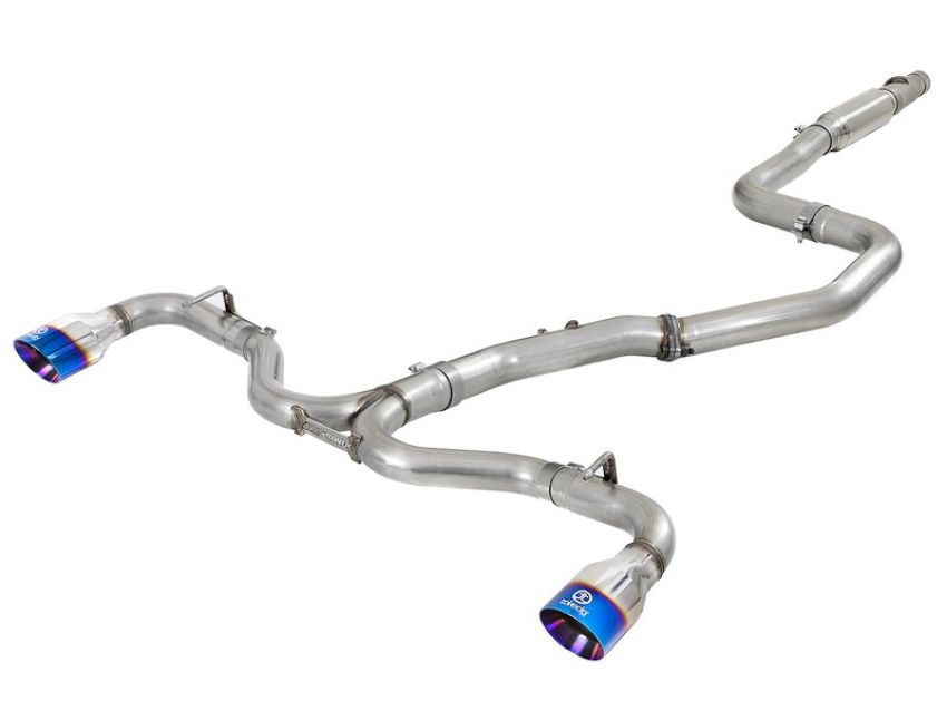 aFe Power 49-37003-1L Takeda 3 IN to 2-1/2 IN 304 Stainless Steel Cat-Back Exhaust w/ Blue Flame Tip