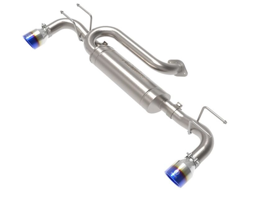 aFe Power 49-37023-L Takeda 3 IN to 2-1/2 IN 304 Stainless Steel Axle-Back Exhaust w/ Blue Flame Tip